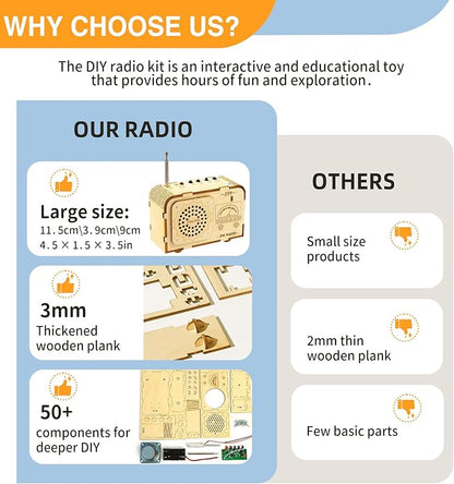 STEM Toys for Kids Age 8-14, Science Kits Educational DIY Radio Building Set - Wooden 3D Puzzle Electronics for 8-12 Year Olds