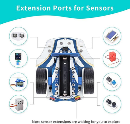 ELECFREAKS microbit Starter Kit Cutebot Pro DIY Programmable Robot Car Kit with 4 Line-Tracking Sensors and Encoded Motor, microbit Project Makecode Coding Set (not Include Micro:bit and Battery)