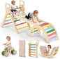 HEIGHT 9-in-1 Pikler Triangle Climber Set with Balance Car & Play Mat – Foldable Wooden Montessori Baby Climbing Toys with Slide, Arch & Ramp, Indoor Jungle Gym for Toddlers