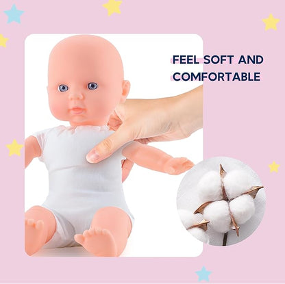 Toy Choi's Twin Baby Dolls - 12 inch Two Soft Body Black and White Doll with Accessoires, Dolls Play Set for 2 3 4 5 Year Old Boys and Girls Gift | Pink Outfit Doll Set