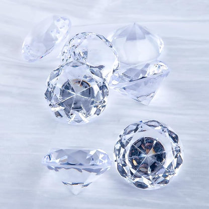 Niceup 26PCS Fake Diamonds Gem Toys, 1.5in Clear Pool Diving Gems Acrylic Plastic Gemstones for Kids, Party Décor Jewels Treasure Hunt Hiding Sensory Bin Filler Toys Craft Supplies