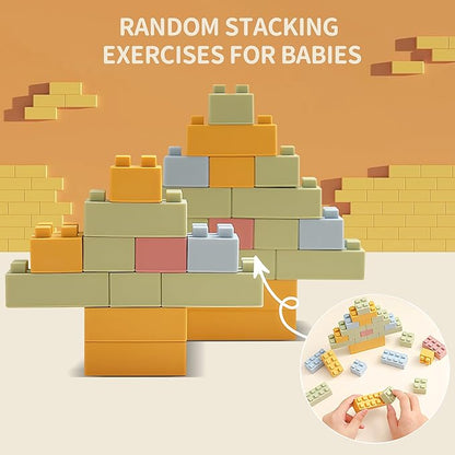 Silicone Blocks Soft Building Blocks, Montessori Educational Toy Soft Baby Blocks for Teething Gifts, Large Sensory Stacking Toys for Preschool Learning Creative Play, 20PCS