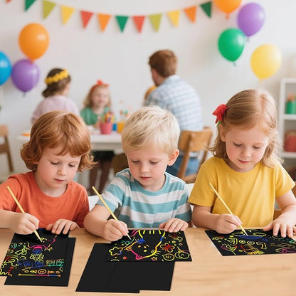 Cityrosy Rainbow Scratch Paper for Kids: 160 Pcs Scratch Art for Kids Sets Arts and Crafts Birthday Gifts for 3-12 Years Old Girls Boys Classroom, Party, Games