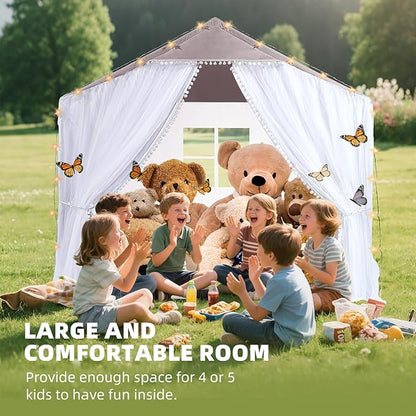 Kids Teepee Play Tents Indoor Outdoor Toddler Tent Kids Playhouse Tent LargeCastle(Grey)