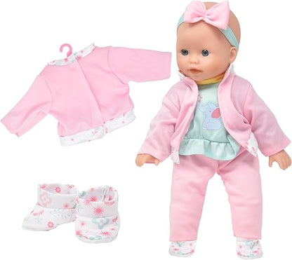 Gift Boutique Baby Doll 14 Inch Soft Body with Clothes & Accessories Sets of Outfits with Hangers Teddy & Toy Blocks Playset Wardrobe Storage Closet, Ideal Gift for Kids - Set of 4