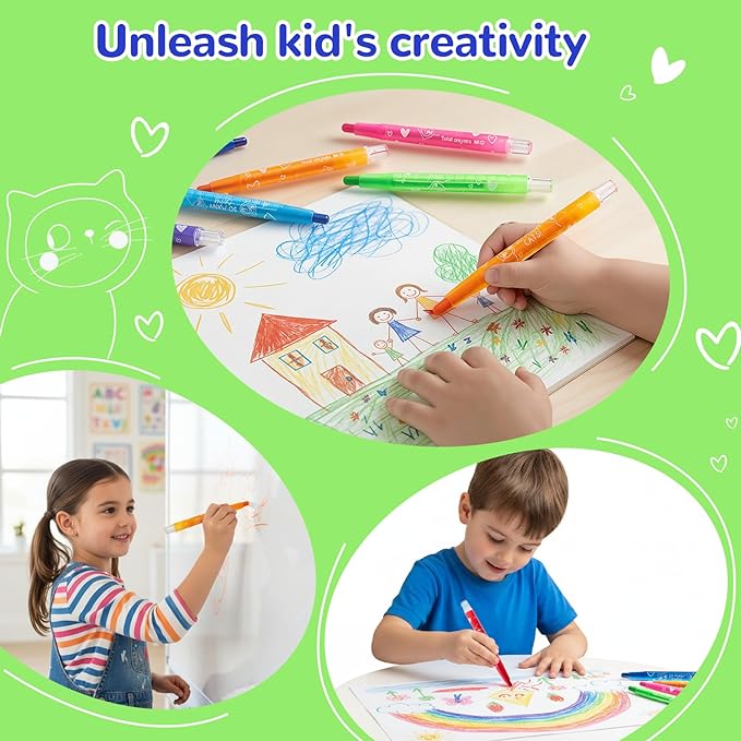 M&G 36 Colors Twist Gel Crayons for Kids Toddlers,Non-Toxic Watercolor Rainbow Crayons for Glass and Paper with Clear Plastic Crayon Case,Twist-Up Gel Crayon Set