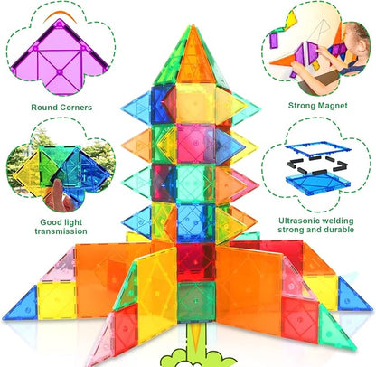 Magnetic Tiles Toddler Toys Magnetic Building Blocks for Kids Ages 3-12 STEM Educational Toys for Girls & Boys Sensory Play for Preschool Learning Birthday Chritmas Gifts Stocking Stuffers