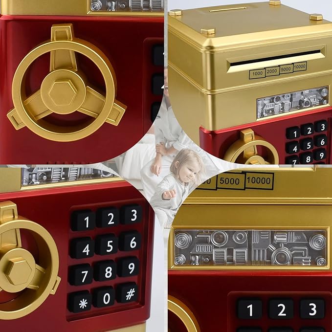 Piggy Bank for Kids, ATM Electronic Password Cash Coin Bank, Money Saving Box for Kids, Boys Girls Birthday Gift (Gold)