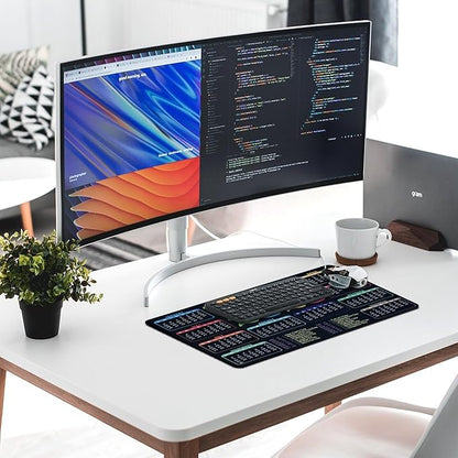 Black Calendar 2025 Desk Pad, Gaming Mouse Pad, Non-Slip Rubber Base, Stitched Edges，23.6x11.8 inch Computer Mouse Mat Keyboard for Home Office