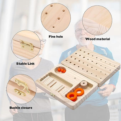 Wooden Pegboard Hand Therapy Tool, 36-Hole Finger Exercise Board with Pegs for Adults, Occupational Therapy & Rehabilitation to Improve Fine Motor Skills