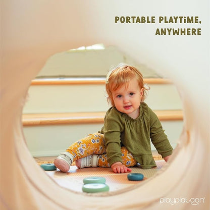 Play Platoon Baby Tunnel Toys for Toddlers 1-3 - 6 Ft Premium Vegan Leather Kids Tunnels for Babies - Wipeable, Water Resistant, Soft Durable Easy Fold and Storage Play Tunnel with Carry Bag - 2 Pack