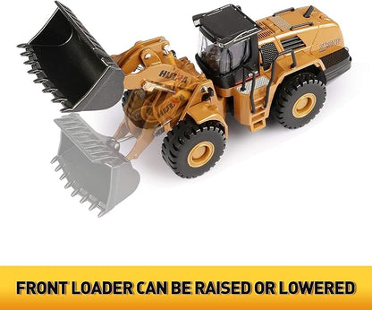 1/50 Scale Diecast Four Wheel Loader Truck Toy, Metal Construction Equipment Bulldozer Models for Kids (Wheel Loader)