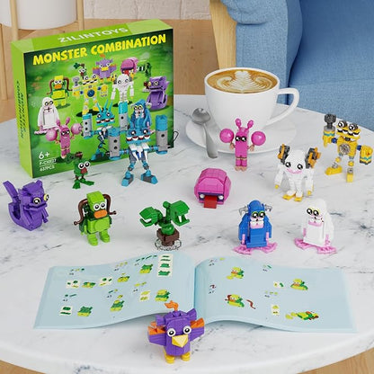 12 in 1 Singing Monster Figures Building Set, Wubbox Monsters Action Figure Game Toy Collectible Decoration Building Toy Compatible with Lego, Great Gift for Fans, Boys and Girls Aged 6+ (637 Pieces)