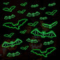3 Sheets Glow in The Dark Halloween Skeleton Bat Decals Luminous Halloween Skeleton Bat Stickers Removable Bat Wall Decor Glowing Window Clings for Scary Halloween Theme Party Decorations