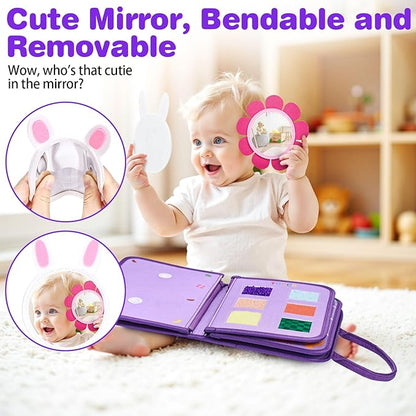 Busy Board Montessori Toys for Toddlers 1-3, Birthday Gifts for 1 2 3 4 Year Old Girl, Autism Sensory Travel Toy, Educational Activity Book Board for Learning Fine Motor Skills Toys, Purple