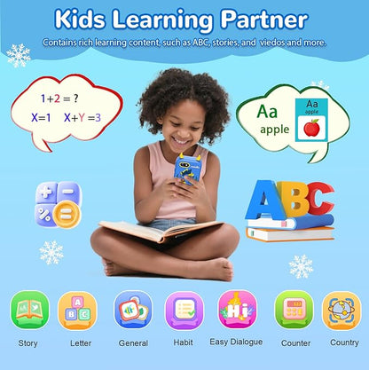 Lapare Kids Smart Phone Toys, 2.8'' Touchscreen HD Dual Camera Cell Phone for Kids, Birthday Gifts Dinosaur Toddler Play Phone for Boys 3-10, Travel Learning Toy with 32GB SD Card(Blue)