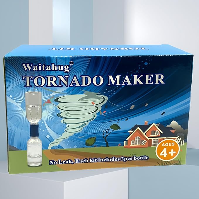 Tornado Maker, Weather Toys, Ultra-Light Aluminum Connecting Tube, Including 2 Empty Bottles, Watertight Tornado Toy, Suitable for Kids' Science Experiments (Green)