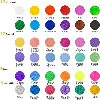 Tempera Paint Sticks, 36 Colors Washable Paint Sticks for Kids Including 12 Vibrant Colors, 12 Pastel Colors, 6 Neon Colors and 6 Metallic Colors
