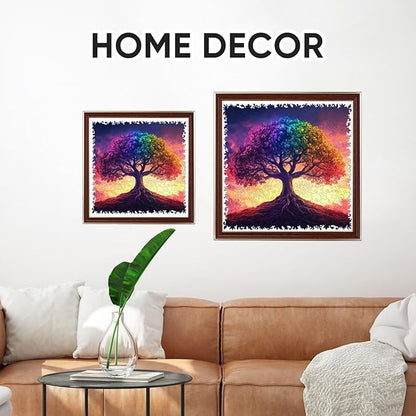 Ruikiyart Wooden Puzzles for Adults, 5MM 500 Pieces Color-Tree of Life Wooden Jigsaw Puzzles, Plant Unique Shaped Puzzle Gifts for Adults and Kids on Thanksgiving, Family Puzzle Games(15.9"*15.7")