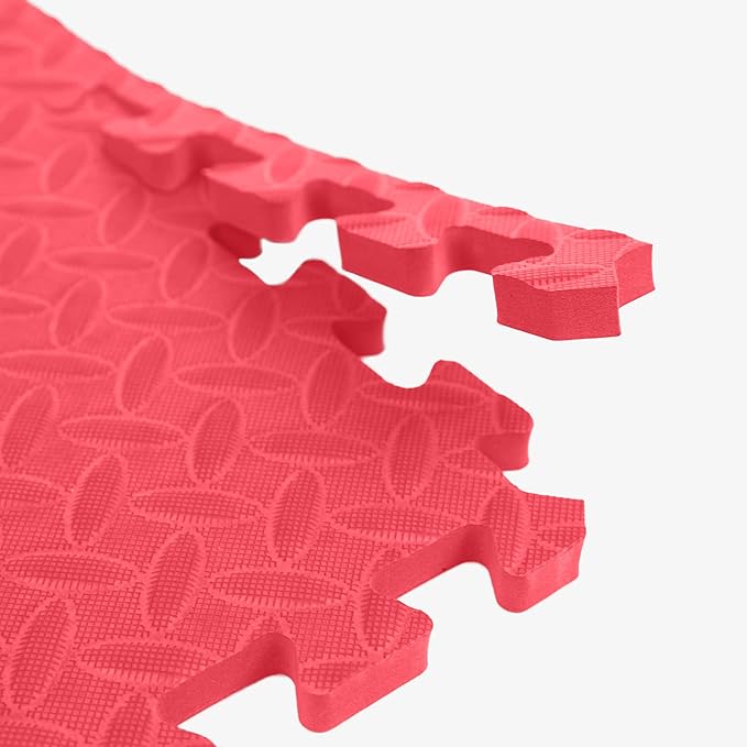 IncStores 1/2 Inch Thick Diamond Soft Foam Flooring Tiles | High-Density Interlocking Foam Tiles for Rugged Style in Your Home Gym, Playroom, and More | Red, 6 Tiles