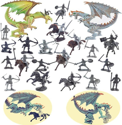 Guaishou Dragon Knight Action Figure Horse with Lance Fantasy World Ancient Soldiers Warriors Army Cavalry Party Favors Classic Soldier Toys