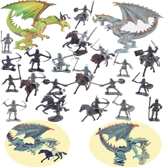 Guaishou Dragon Knight Action Figure Horse with Lance Fantasy World Ancient Soldiers Warriors Army Cavalry Party Favors Classic Soldier Toys
