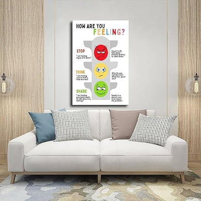 XIANF Self Regulation Traffic Lights Management Classroom Poster, Social Emotional Learning, Feelings Emotions Canvas Poster for Classroom School Therapy Room Unframe:24x36inch(60x90cm)
