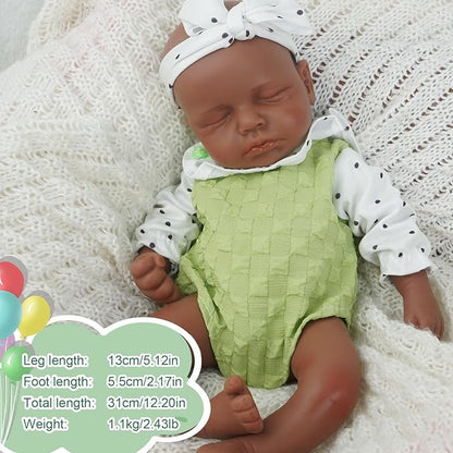 Girl 12.2 Inch, Full Silicone Baby Doll, Realistic Baby Dolls, Realistic Veins & Sleeping Pose, Not Vinyl, Reborn Baby Dolls Silicone Full Body, Gift Set