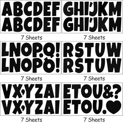 Bemeol 42 Sheets 504 Pieces Letter Stickers Bulletin Board Letters 2.5 Inch Self Adhesive Alphabet Sticker Letters for Poster Board Classroom Crafts Home Decor(Black)
