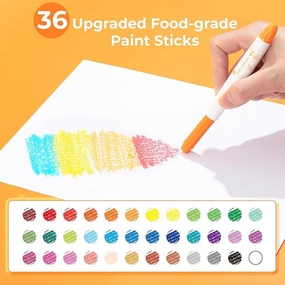 M&G 36 Colors Upgraded Food-grade Paint Sticks, Tempera paint sticks set, Washable paint, Non- Toxic, No Mess Quick Drying Art Supplies for Toddlers and Kids