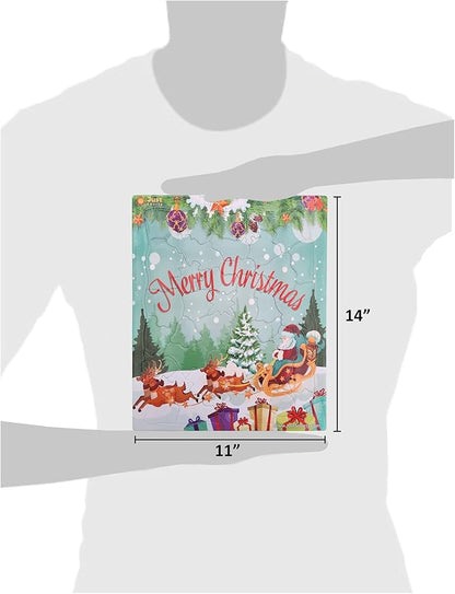Just Smarty Merry Christmas Jigsaw Puzzle 46 Pieces for Kids Ages 4, 5, 6, 7, 8 with Fun Shapes and Tray. Fun Learning Educational Toy for Boys Girls in Pre-K, Kindergarten, First and Second Grade