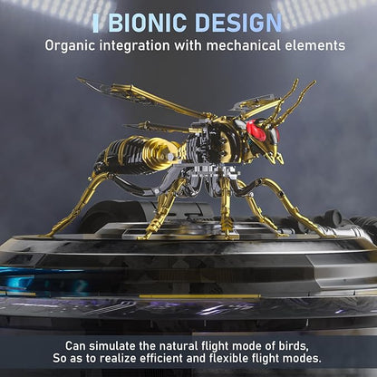 3D Puzzles for Adults, Bumblebee Metal Assembly Jigsaw Game with Steel Mechanical Engineering, Advanced DIY Crafts for Relief & Collection(Black-Gold)