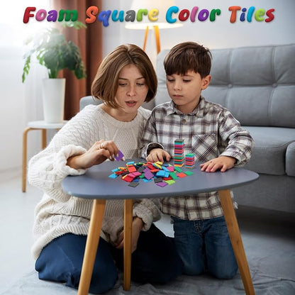 Coopay 1000 Pcs Foam Square Color Tiles, Math Counters, Sorting Colored Foam Squares Math Counting Manipulatives, Game Tokens, Bingo Chips, Classroom Crafts for Kids Learning Development Toys