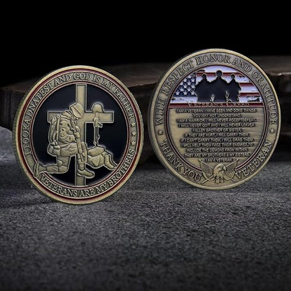 Military Veterans Creed Challenge Coin with Gift Box Military Coin Gift Thank You for Your Service Veterans are My Brothers
