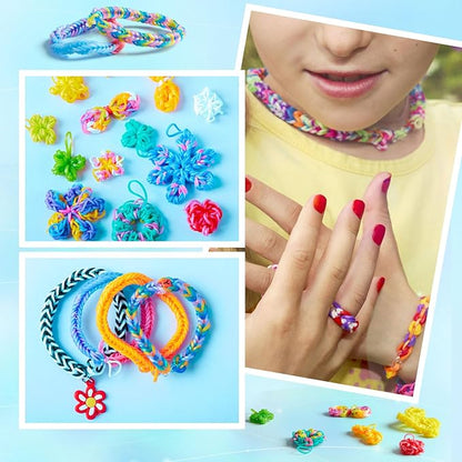 INSCRAFT 2590+ Colorful Loom Band Kit, 28 Colors Bracelet Making Kit with Storage Case, 100 Clips, 152 Beads, 20 Pendants, 5 Backpack Hooks and 1 Instructions, Christmas Birthday Gift for Girls Boys