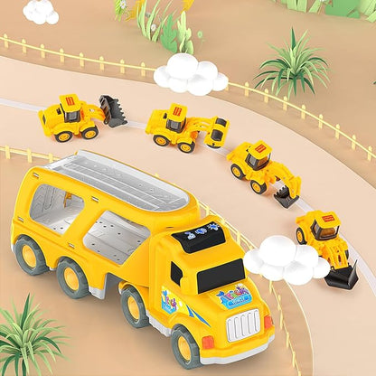 Veslier Construction Truck Toys for Boys Girls Age 1 2 3 4 5 6 Years Old，Carrier Transport Trucks for Kids 1-3 3-5 Year Old，Christmas Birthday Gift Toddler Toys.