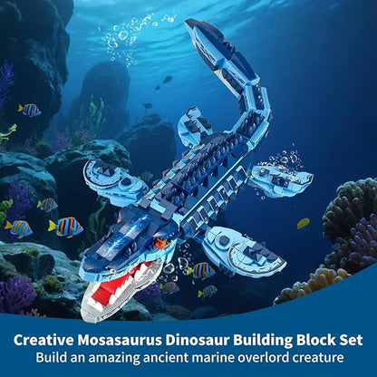 Mosasaur Dinosaurs Building Sets,805 Pcs Ocean Animal Building Toys,Sea Creatures Creativit Model Building Set,STEM World Park Building Kits,Office Home Decor Gifts for Adults,Teens and Kids