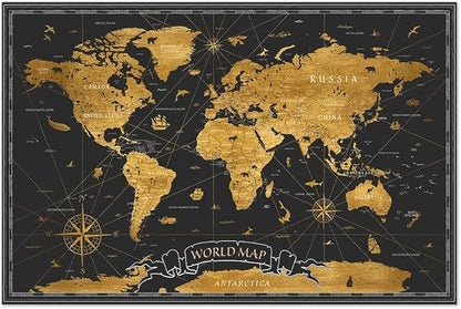 artgeist Pinboard World Map 35x24 in - Cork Board & Canvas Print Wall Art 1 pcs Memoboard with 50 Pins Noticeboard Message Board Image Picture Home Decor Travel Map Map of The World k-A-0490-p-a