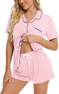 SWOMOG Womens Button Down Pajamas Set Short Sleeve Sleepwear Bride Soft Pj Lounge Sets XS-3XL