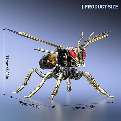 3D Puzzles for Adults, Bumblebee Metal Assembly Jigsaw Game with Steel Mechanical Engineering, Advanced DIY Crafts for Relief & Collection(Black-Gold)