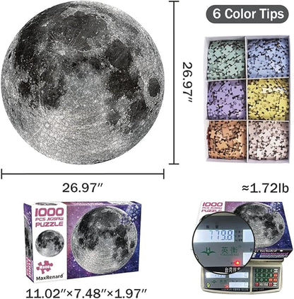 MaxRenard Game 1000 Pieces Jigsaw Puzzle Round Puzzle Toy The Moon