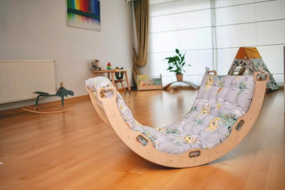 Climbing Arch | Montessori Rocker Arch | Arch with Cosy Pillow | Wooden Climbing Arch with Cushion | Wooden Climbing Arch and Rocker | Indoor Playground Cosy Cushion Rocker (map)
