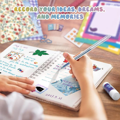 PERRYHOME DIY Journal Kit for Girls Ages 8-14, DIY Girl Journal Set for Teenage Girls Scrapbook & Diary Kits, Journaling Art Crafts Kit Teen 8 9 10 11 12 13 14 Year Old Girl Birthday Gifts - Blue