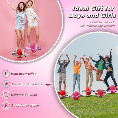 Junkin 2 Pcs Pogo Ball Trick Board Toy Balance Board Pogo Balance Bounce Ball with Pump and Strong Grip Deck for Fun Challenge Fidget Indoor,Outdoor Toys