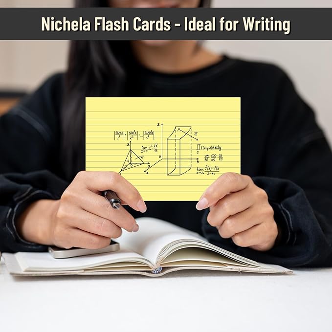 200 Pcs Index Cards 4 x 6 Inch Ruled Yellow Index Cards, College Ruled Flash Cards for School, College, Office and Home Organization, Durable Study To Do List Note Cards with Ruled Lines, 5 Pack of 40