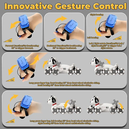 Remote Control Robot Dog Toy, Robot Pet Dog for Kid Boys 8-12, 8WD Gesture Sensing Rc Stunt Car with Light and Music, Toys Birthday Gifts for Boys Age 8,9,10,11,12