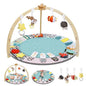 Baby Play Gym,6 Developmental Zones Tummy Time Mat, Wooden Baby Play Gym Mat with 7 Detachable Sensory Toys for Newborn Brain Development, Essential Baby Shower Set, Green