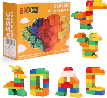 Building Blocks for Kids Toddlers, 76 Pieces Large-Size Building Blocks, Ideal STEM Toy for 3+ Year Old Kids