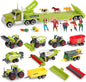 Oriate Kids Farm Toys Realistic Tractor Vehicle Playset, Diecast Car Set Educational Mini Farm Animals with Flatbed Trailer, Birthday Gift for Children 3 Year Old