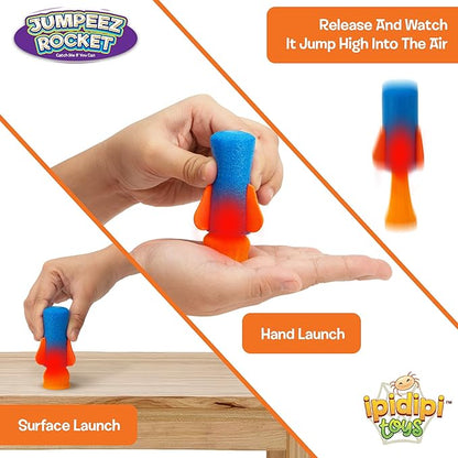 IPIDIPI TOYS Jumpeez LED Jumping Rocket Poppers, 24-Pack Light Up Spring Launcher Toys for Kids – Halloween Light Up Toys for Trick or Treat, Goodie Bag Stuffers Birthday Party Favors for Boys & Girls